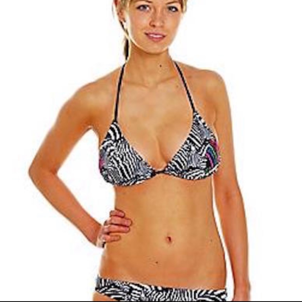 NWOT ZEBRA RAINBOW TRIANGLE TOP LOW RIDER BIKINI M